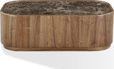 Juba Mongoose Natural Marble and Walnut Coffee Table with Casters by Modus Furniture at Eve Furniture