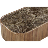 Juba Natural Marble and Walnut Coffee Table with Casters in Mongoose by Modus Furniture at Eve Furniture