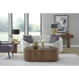 Juba Natural Marble and Walnut Coffee Table with Casters in Mongoose by Modus Furniture at Eve Furniture