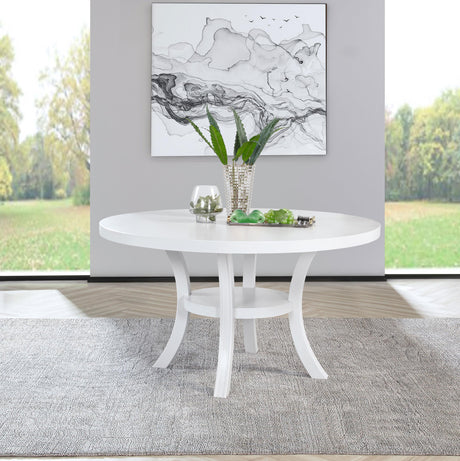 Judd Pearl White Round Dining Table with Shelf by Coaster at Eve Furniture