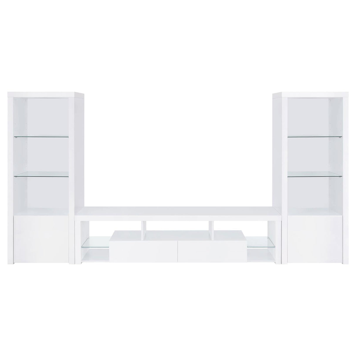 Jude 2-drawer 71" TV Stand With Shelving White High Gloss