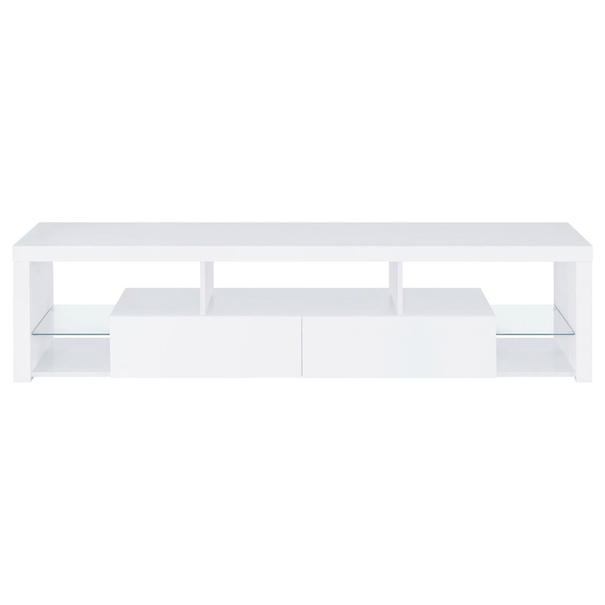 Jude 2-drawer 71" TV Stand With Shelving White High Gloss