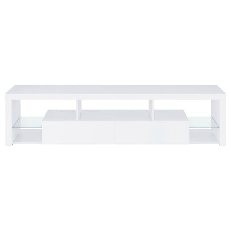 Jude 2-drawer 71" TV Stand With Shelving White High Gloss