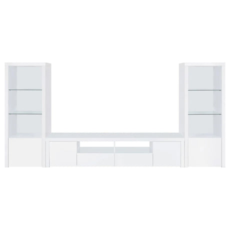 Jude White High Gloss 2-door 79" TV Stand With Drawers by Coaster at Eve Furniture