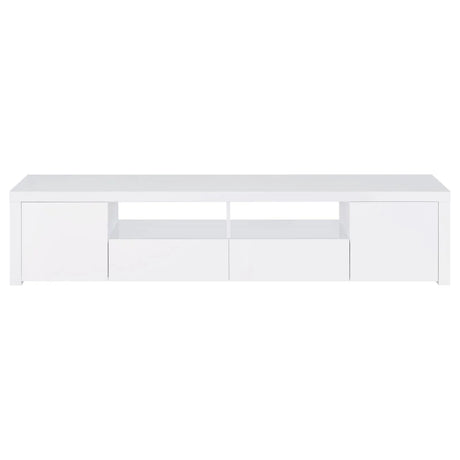 Jude White High Gloss 2-door 79" TV Stand With Drawers by Coaster at Eve Furniture