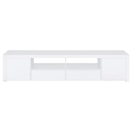 Jude White High Gloss 2-door 79" TV Stand With Drawers by Coaster at Eve Furniture