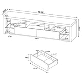 Jude White High Gloss 2-drawer 71" TV Stand With Shelving by Coaster at Eve Furniture