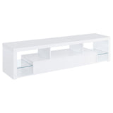 Jude White High Gloss 2-drawer 71" TV Stand With Shelving by Coaster at Eve Furniture