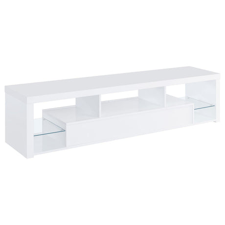 Jude White High Gloss 2-drawer 71" TV Stand With Shelving by Coaster at Eve Furniture