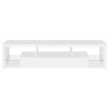 Jude White High Gloss 2-drawer 71" TV Stand With Shelving by Coaster at Eve Furniture