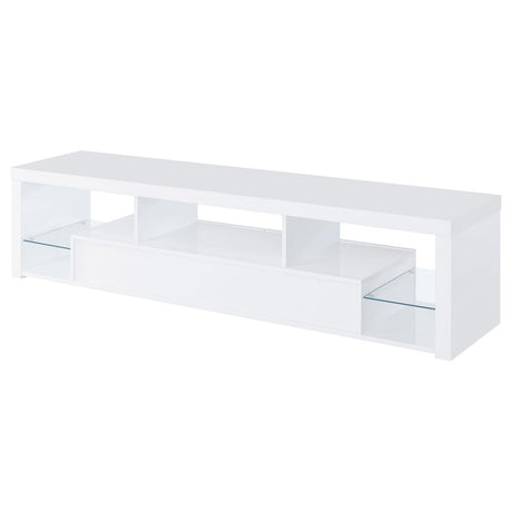Jude White High Gloss 2-drawer 71" TV Stand With Shelving by Coaster at Eve Furniture