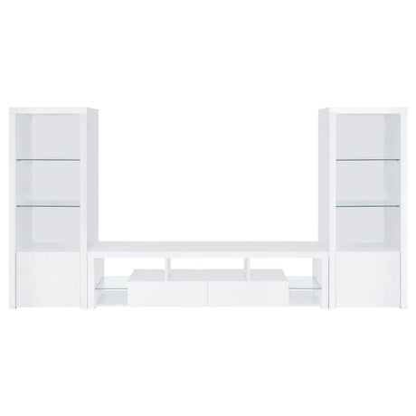 Jude White High Gloss 3-piece Entertainment Center With 71" TV Stand by Coaster at Eve Furniture