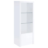 Jude White High Gloss 3-shelf Media Tower With Storage Cabinet by Coaster at Eve Furniture