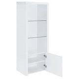 Jude White High Gloss 3-shelf Media Tower With Storage Cabinet by Coaster at Eve Furniture