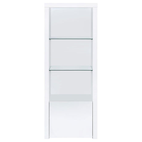 Jude White High Gloss 3-shelf Media Tower With Storage Cabinet by Coaster at Eve Furniture