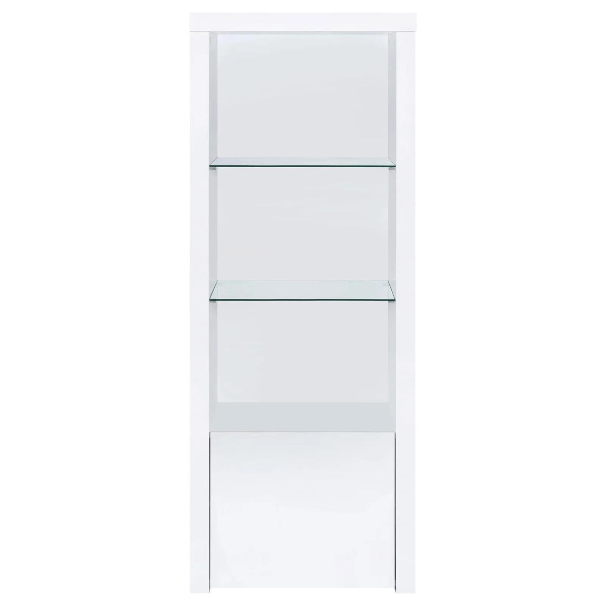 Jude White High Gloss 3-shelf Media Tower With Storage Cabinet by Coaster at Eve Furniture