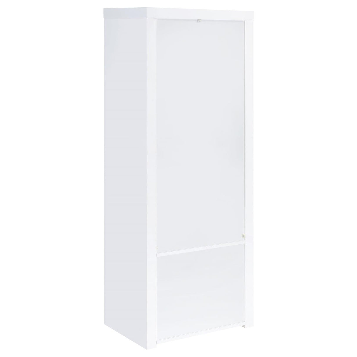 Jude White High Gloss 3-shelf Media Tower With Storage Cabinet by Coaster at Eve Furniture