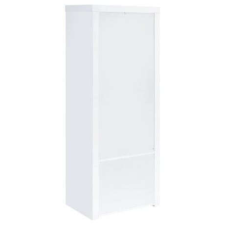 Jude White High Gloss 3-shelf Media Tower With Storage Cabinet by Coaster at Eve Furniture