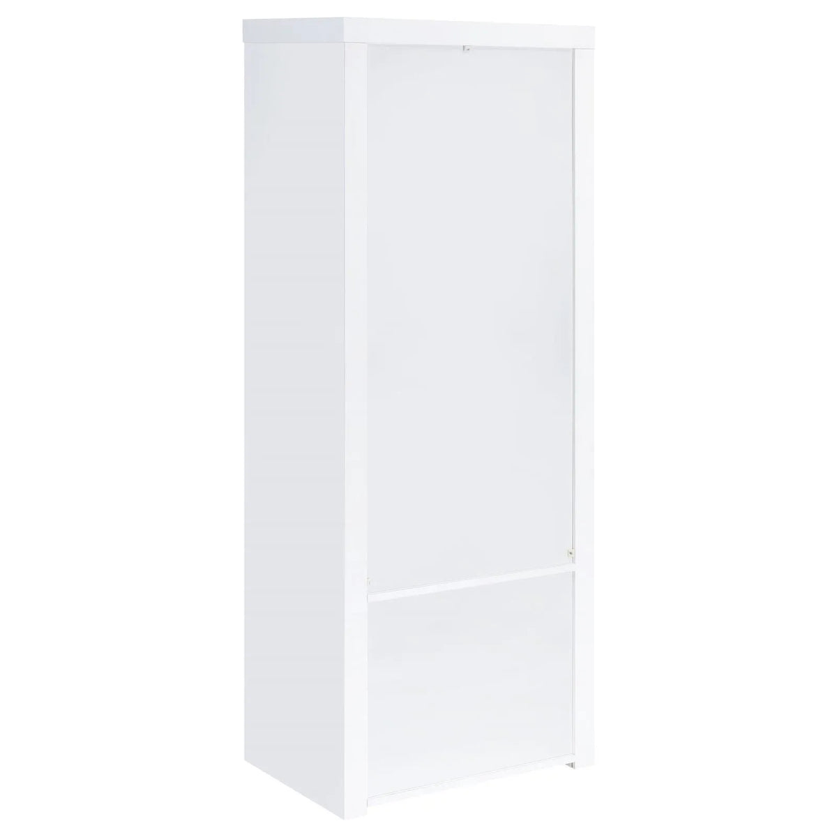 Jude White High Gloss 3-shelf Media Tower With Storage Cabinet by Coaster at Eve Furniture