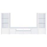 Jude White High Gloss 3-shelf Media Tower With Storage Cabinet by Coaster at Eve Furniture