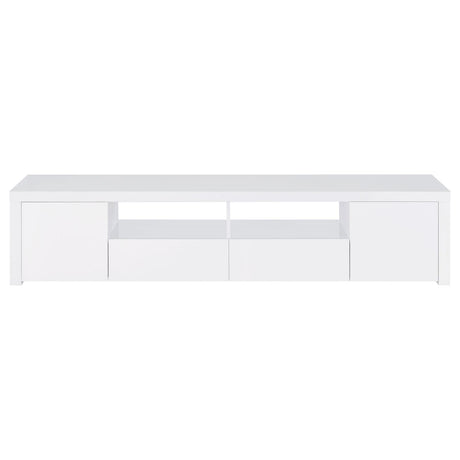 Jude White High Gloss 2-door 79" TV Stand With Drawers by Coaster at Eve Furniture