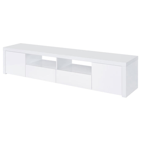 Jude White High Gloss 2-door 79" TV Stand With Drawers by Coaster at Eve Furniture