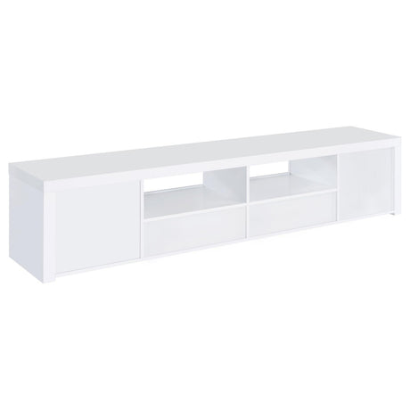 Jude White High Gloss 2-door 79" TV Stand With Drawers by Coaster at Eve Furniture