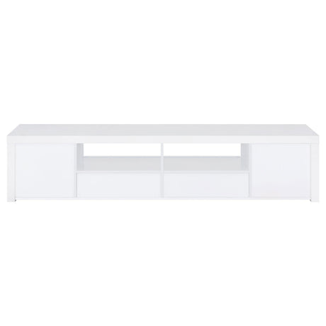 Jude White High Gloss 2-door 79" TV Stand With Drawers by Coaster at Eve Furniture