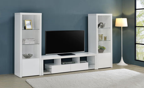 Jude White High Gloss 3-piece Entertainment Center With 71" TV Stand by Coaster at Eve Furniture