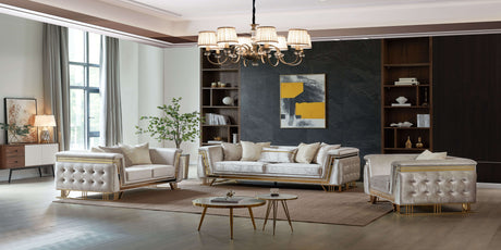 Judy Beige Living Room Set by Cosmos Furniture at Eve Furniture