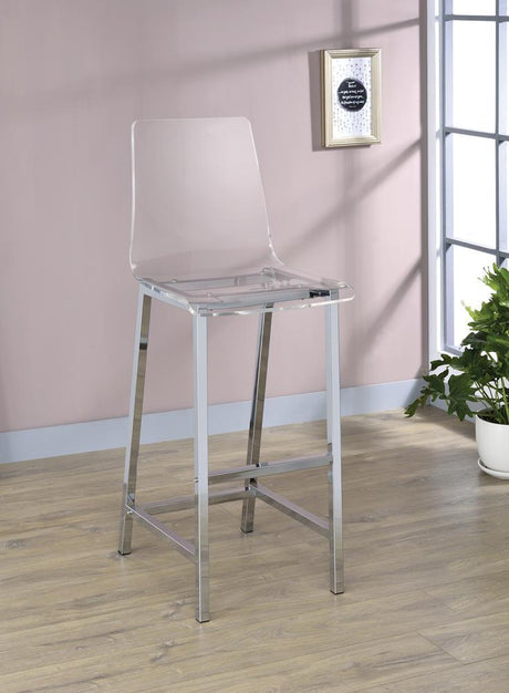 Juelia Chrome/Clear Acrylic Bar Stools, Set of 2 by Coaster at Eve Furniture