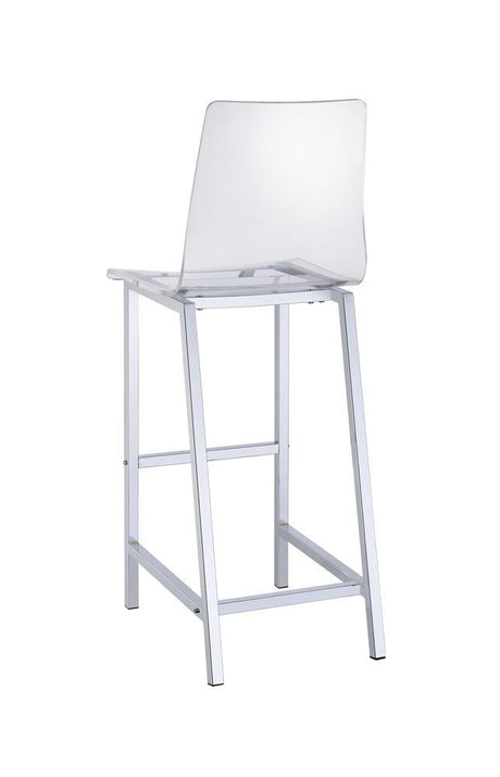 Juelia Chrome/Clear Acrylic Bar Stools, Set of 2 by Coaster at Eve Furniture