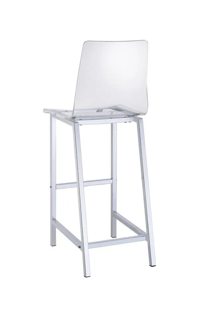 Juelia Chrome/Clear Acrylic Bar Stools, Set of 2 by Coaster at Eve Furniture