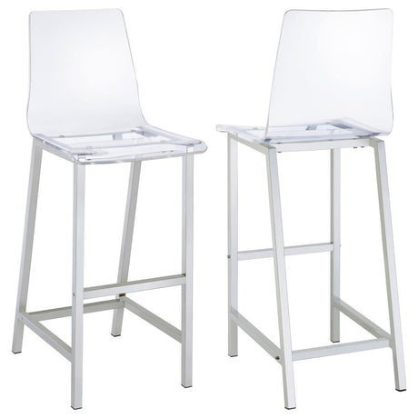 Juelia Chrome/Clear Acrylic Bar Stools, Set of 2 by Coaster at Eve Furniture