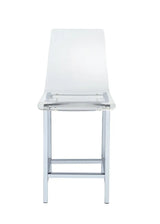 Juelia Chrome/Clear Acrylic Counter Height Stools, Set of 2 by Coaster at Eve Furniture