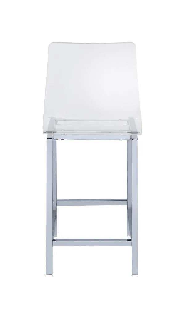 Juelia Chrome/Clear Acrylic Counter Height Stools, Set of 2 by Coaster at Eve Furniture