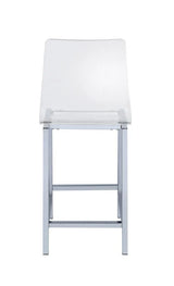 Juelia Chrome/Clear Acrylic Counter Height Stools, Set of 2 by Coaster at Eve Furniture