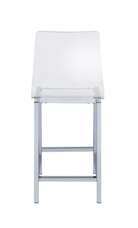 Juelia Chrome/Clear Acrylic Counter Height Stools, Set of 2 by Coaster at Eve Furniture