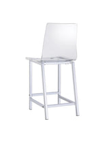 Juelia Chrome/Clear Acrylic Counter Height Stools, Set of 2 by Coaster at Eve Furniture