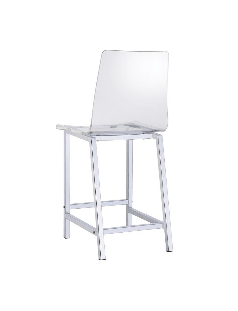 Juelia Chrome/Clear Acrylic Counter Height Stools, Set of 2