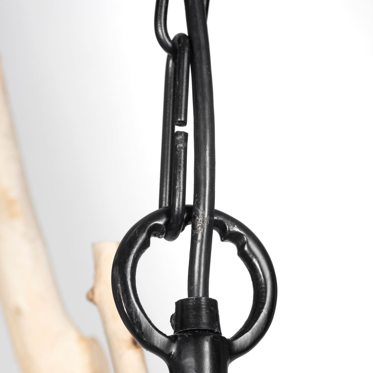 Jules 25x25 Blonde Wood and Black Metal Six Bulb Chandelier Light by Mercana at Eve Furniture