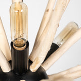 Jules 25x25 Blonde Wood and Black Metal Six Bulb Chandelier Light by Mercana at Eve Furniture