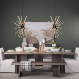 Jules 25x25 Blonde Wood and Black Metal Six Bulb Chandelier Light by Mercana at Eve Furniture