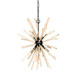 Jules 25x25 Blonde Wood and Black Metal Six Bulb Chandelier Light by Mercana at Eve Furniture