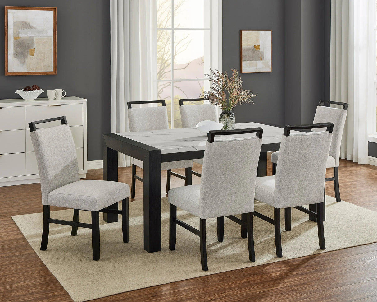 Jules Black and Light Gray Faux Marble Dining Table by Crown Mark at Eve Furniture