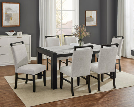 Jules Black and Light Gray Faux Marble Dining Set by Crown Mark at Eve Furniture