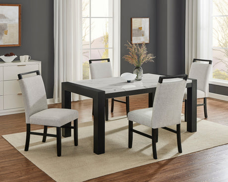 Jules Black and Light Gray Faux Marble Dining Set by Crown Mark at Eve Furniture