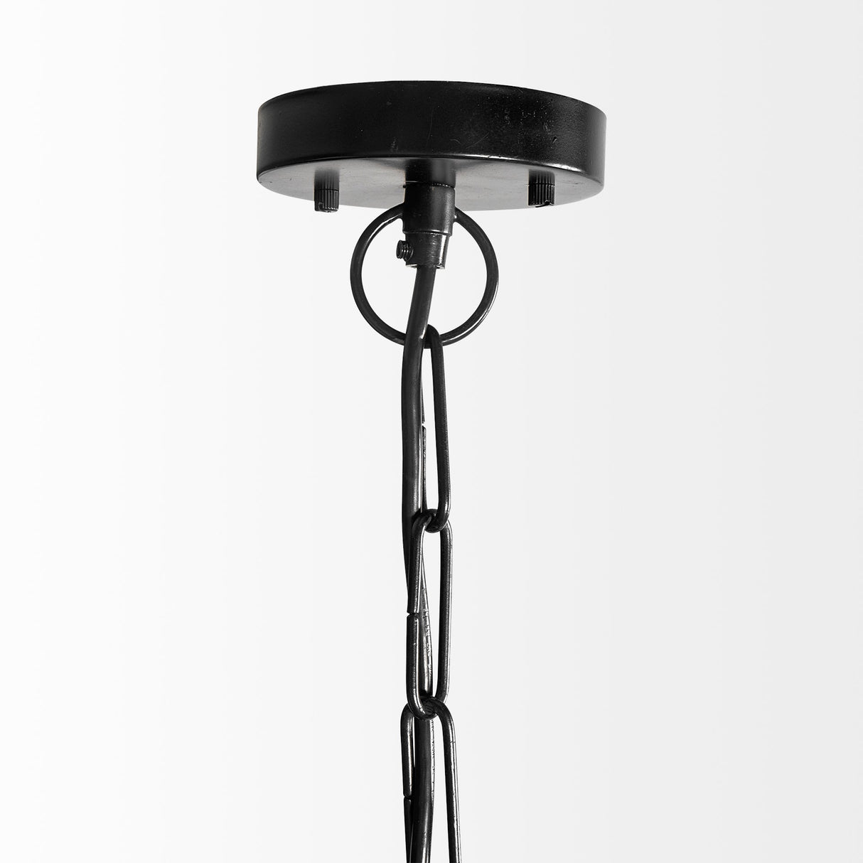 Jules Blonde Wood and Black Metal Six Bulb Chandelier Light by Mercana at Eve Furniture