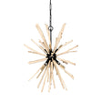 Jules Blonde Wood and Black Metal Six Bulb Chandelier Light by Mercana at Eve Furniture