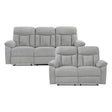 Jules Gray 2-Piece Double Reclining Set by Homelegance at Eve Furniture